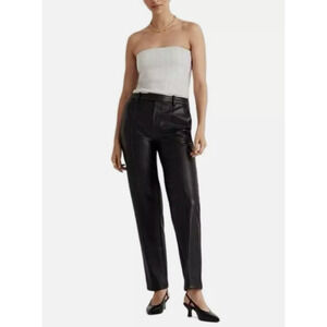 Madewell x Aimee Song Pant Size 10 Black Vegan Leather Slim Taper 90s NWOT FLAW